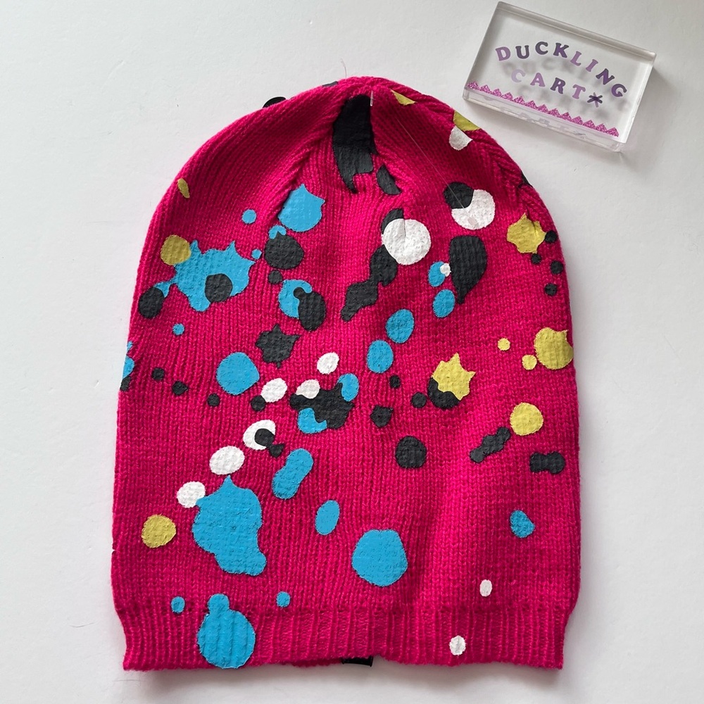NEW Butter Super Soft Pink Paint Splatter Beanie - Girls